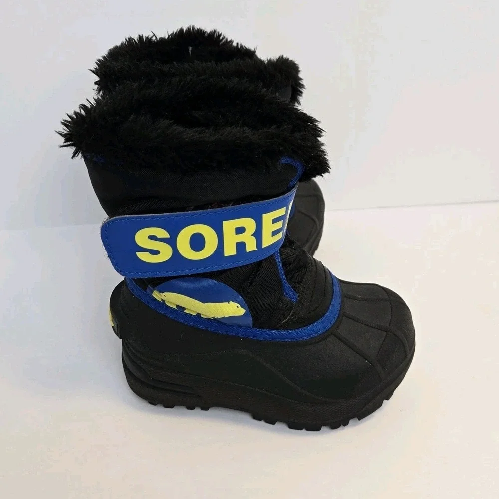 Sorel‎ Toddler Snow Commander Boots Boys Size 7 Blue And Black Faux Fur Lined